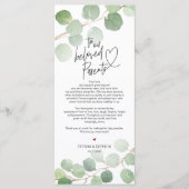 Moderne eucalyptus Place - Instelling Dank u wel Programmakaart (Voorkant)