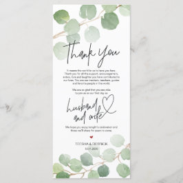 Moderne eucalyptus Place - Instelling Dank u wel Programmakaart