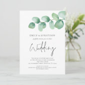 Moderne Eucalyptus QR-code bruiloft Kaart (Staand voorkant)