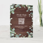 Moderne Eucalyptus QR Code Rustieke Houten Trouwka (Achterkant)