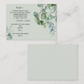 Moderne Eucalyptus Receptie Cash Bar Wedding Enclo Informatiekaartje (Voorkant / Achterkant)