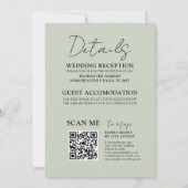 Moderne eucalyptus Sage Green All-in-One Weddensch Kaart (Achterkant)