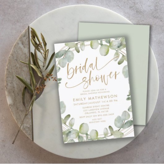 Moderne Eucalyptus Salie Groene Bruidsdouche Kaart