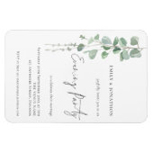 Moderne Eucalyptus Script Weddenschap Evening Magneet (Horizontaal)