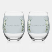 Moderne Eucalyptus Stemloze Bruiloftsbril Wijnglas Zonder Voet (Achterkant)