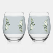 Moderne Eucalyptus Stemloze Bruiloftsbril Wijnglas Zonder Voet (Links)