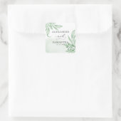Moderne Eucalyptus Succulent Minimalist Wedding Vierkante Sticker (Tas)
