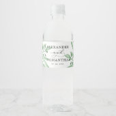 Moderne Eucalyptus Succulent Minimalist Wedding Waterfles Etiket (Voorkant)
