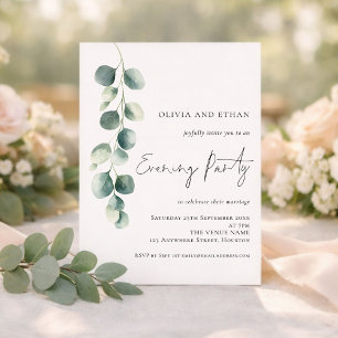 Moderne Eucalyptus Trouwfeest Uitnodiging