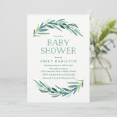Moderne Eucalyptus | Uitnodiging voor Baby Shower (Staand voorkant)