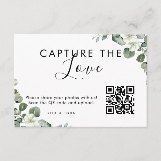 Moderne eucalyptus vangen de liefde QR-code Informatiekaartje (Voorkant)