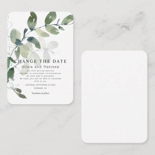 Moderne eucalyptus Verander de aankondiging van de (Voorkant / Achterkant)