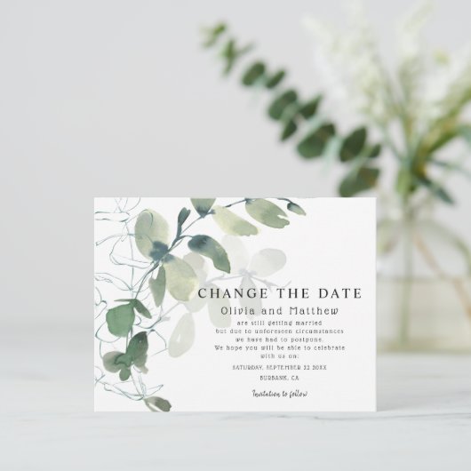 Moderne eucalyptus Verander de aankondiging van de Briefkaart (Staand voorkant)