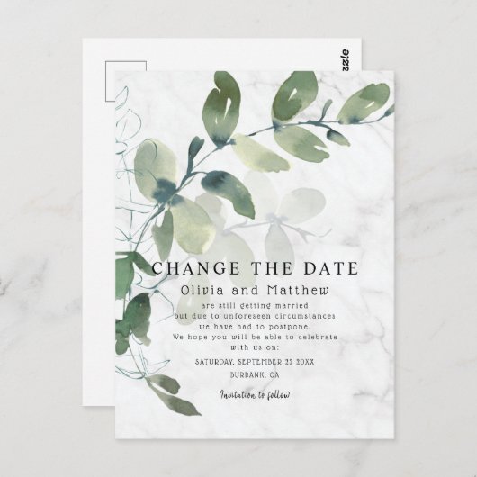 Moderne eucalyptus Verander de aankondiging van de Briefkaart (Voorkant / Achterkant)