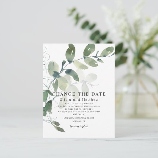 Moderne eucalyptus Verander de aankondiging van de Briefkaart (Staand voorkant)