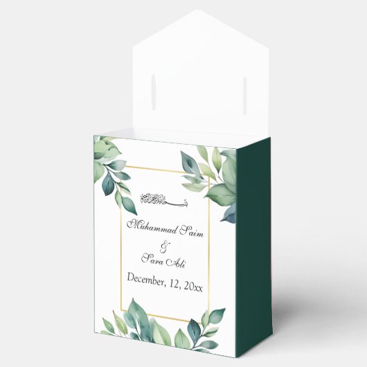 Moderne eucalyptus verlaat moslim bedankdoosjes (Geopend)