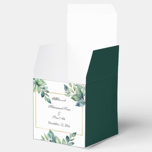 Moderne eucalyptus verlaat moslim bruiloft bedankdoosjes (Geopend)