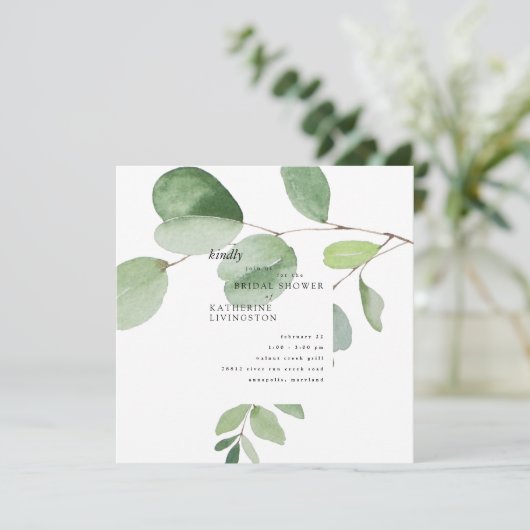 Moderne Eucalyptus Vrijgezellenfeest Square Kaart (Staand voorkant)