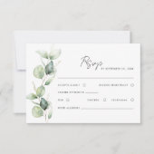 Moderne Eucalyptus Watercolor Script Bruiloft RSVP Kaartje (Voorkant)