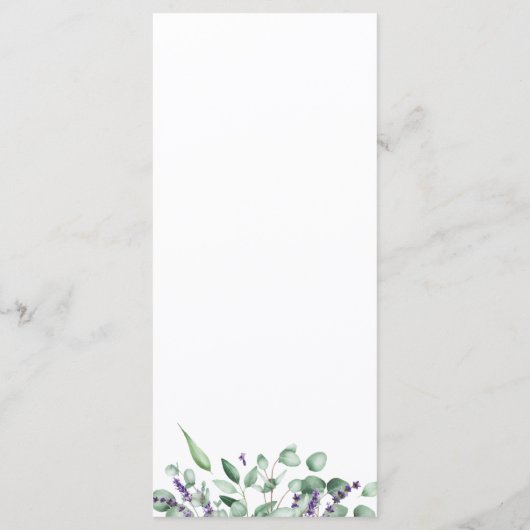 Moderne Eucalyptus Waterverf Bruiloft Menu Kaart (Achterkant)
