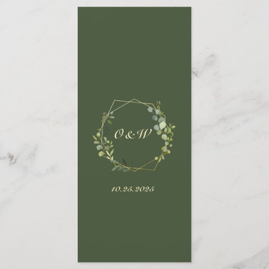 Moderne Eucalyptus Waterverf Bruiloft Menu Kaart (Achterkant)