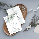 Moderne Eucalyptus Waterverf Bruiloftsinvatie Kaart