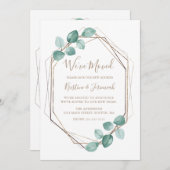 Moderne Eucalyptus Waterverf Coffee Script Weddens Aankondiging (Voorkant / Achterkant)