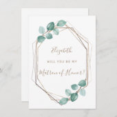 Moderne Eucalyptus Waterverf Coffee Script Weddens Kaart (Voorkant / Achterkant)