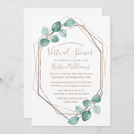 Moderne Eucalyptus Waterverf Coffee Script Weddens Kaart (Voorkant / Achterkant)
