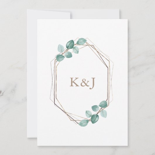 Moderne Eucalyptus Waterverf Coffee Script Weddens Kaart (Achterkant)