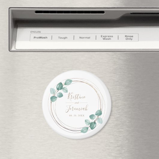 Moderne Eucalyptus Waterverf Coffee Script Weddens Magneet (Insitu (Vaatwasser))