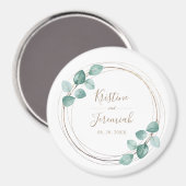 Moderne Eucalyptus Waterverf Coffee Script Weddens Magneet (Voorkant / Achterkant)