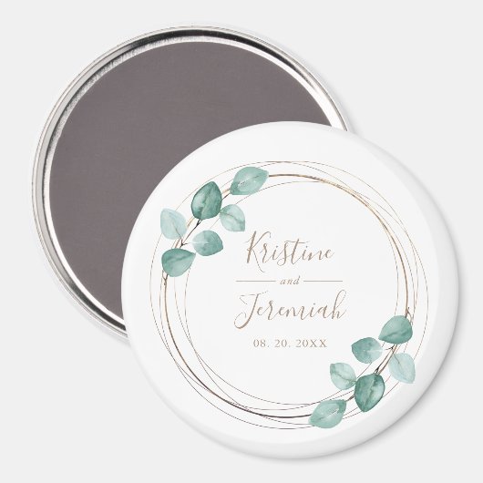 Moderne Eucalyptus Waterverf Coffee Script Weddens Magneet (Voorkant / Achterkant)