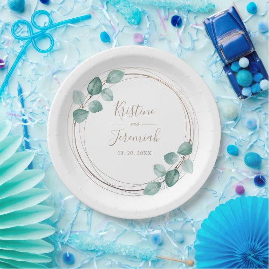 Moderne Eucalyptus Waterverf Coffee Script Weddens Papieren Bordje (Feest)