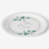 Moderne Eucalyptus Waterverf Coffee Script Weddens Papieren Bordje (Gekanteld)