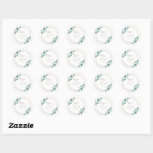 Moderne Eucalyptus Waterverf Coffee Script Weddens Ronde Sticker (Vel)