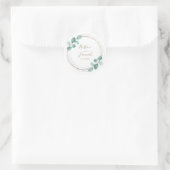 Moderne Eucalyptus Waterverf Coffee Script Weddens Ronde Sticker (Tas)