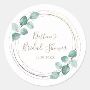 Moderne Eucalyptus Waterverf Coffee Script Weddens Ronde Sticker