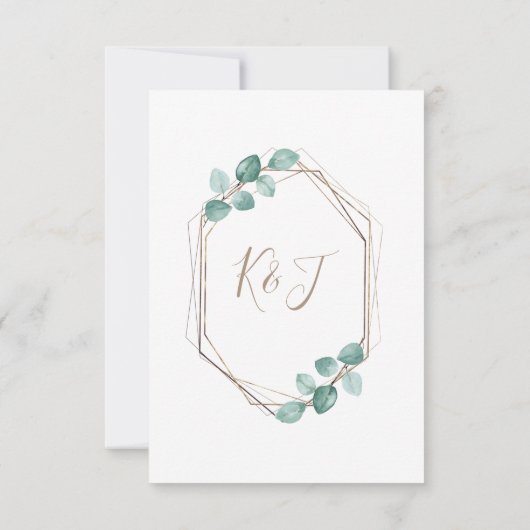 Moderne Eucalyptus Waterverf Coffee Script Weddens RSVP Kaartje (Achterkant)