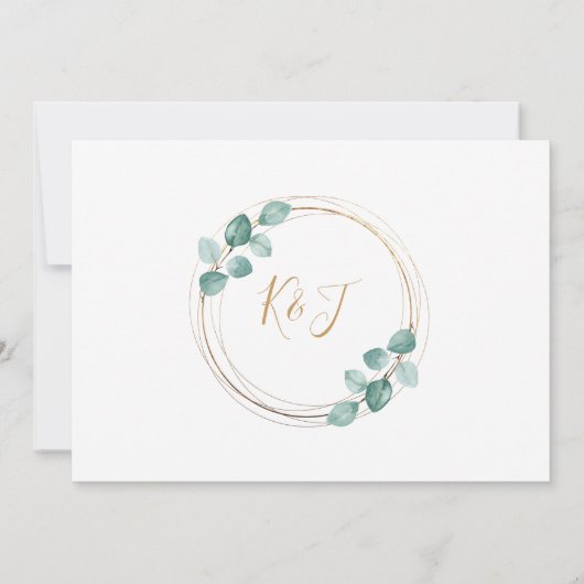 Moderne Eucalyptus Waterverf Coffee Script Weddens Save The Date (Achterkant)