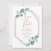 Moderne Eucalyptus Waterverf Coffee Script Weddens Save The Date (Voorkant)