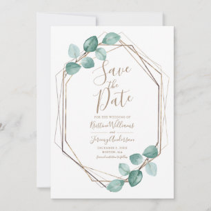 Moderne Eucalyptus Waterverf Coffee Script Weddens Save The Date
