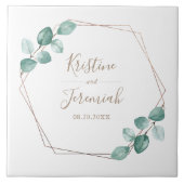 Moderne Eucalyptus Waterverf Coffee Script Weddens Tegeltje (Voorkant)