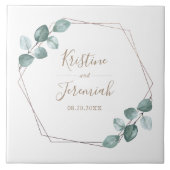 Moderne Eucalyptus Waterverf Coffee Script Weddens Tegeltje (Voorkant)
