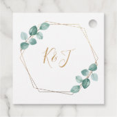 Moderne Eucalyptus Waterverf Gold Script Weddensch Bedankjes Labels (Achterkant)