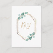 Moderne Eucalyptus Waterverf Gold Script Weddensch Informatiekaartje (Achterkant)