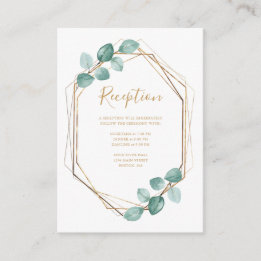 Moderne Eucalyptus Waterverf Gold Script Weddensch Informatiekaartje