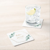 Moderne Eucalyptus Waterverf Gold Script Weddensch Kartonnen Onderzetters (Insitu)