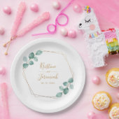 Moderne Eucalyptus Waterverf Gold Script Weddensch Papieren Bordje (Feest)