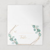 Moderne Eucalyptus Waterverf Gold Script Weddensch Plaatskaartje (Buitenkant ongevouwen)
